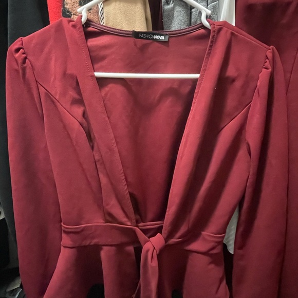 Burgundy Fashion Nova Skirt and Blazer Set, Medium - Picture 2 of 6